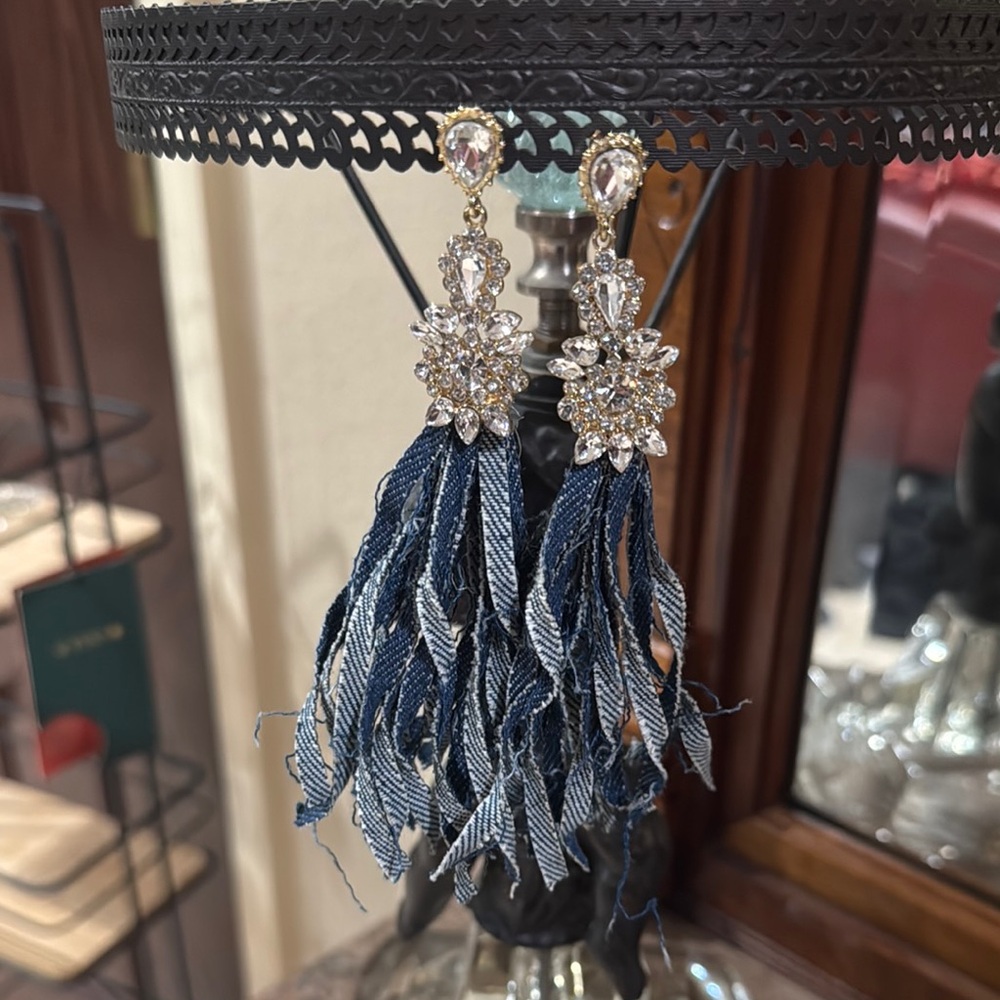 Elegant Blue Tassel Earrings